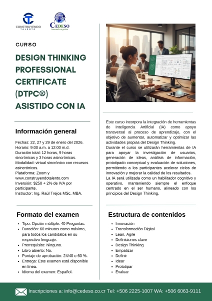 Design Thinking Professional Certificate DTPCR asistido con IA