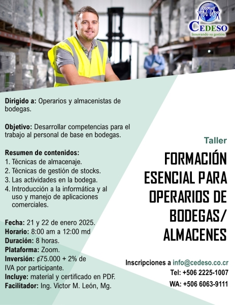 Formacion esencial para operarios de bodegas - 2025