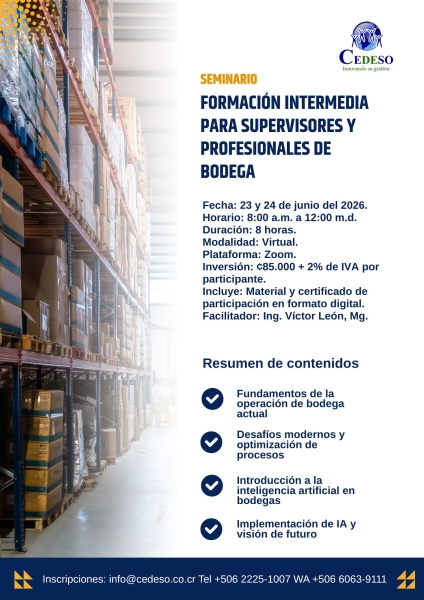 Formacion intermedia para supervisores y profesionales de bodega