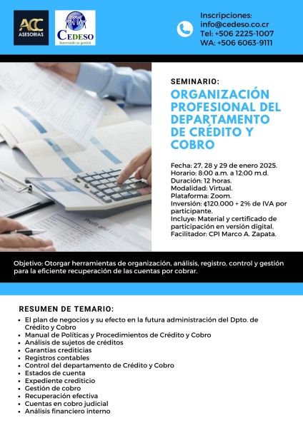 Organizacion profesional del departamento de credito y cobro