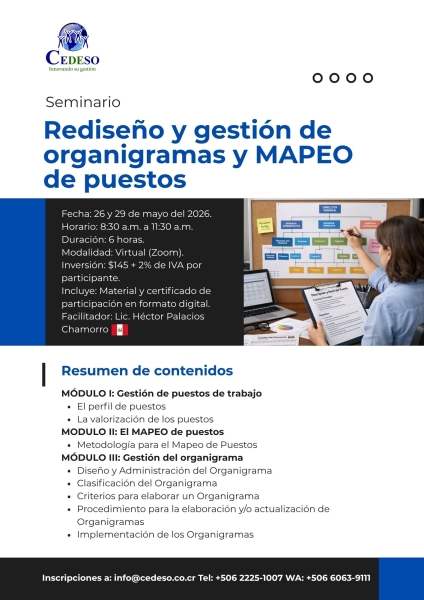 Rediseno y gestion de organigramas y MAPEO de puestos