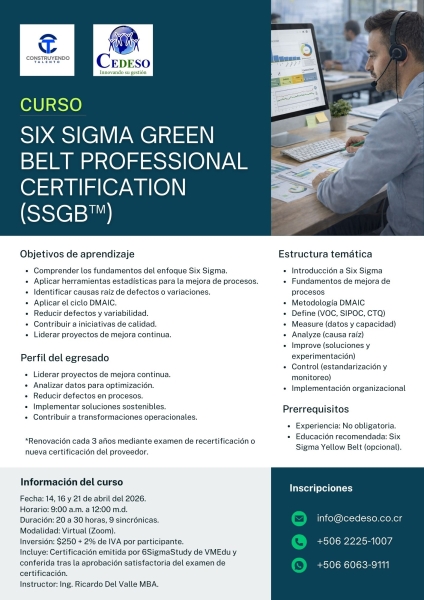 Six Sigma Green Belt Professional Certification SSGBTM 